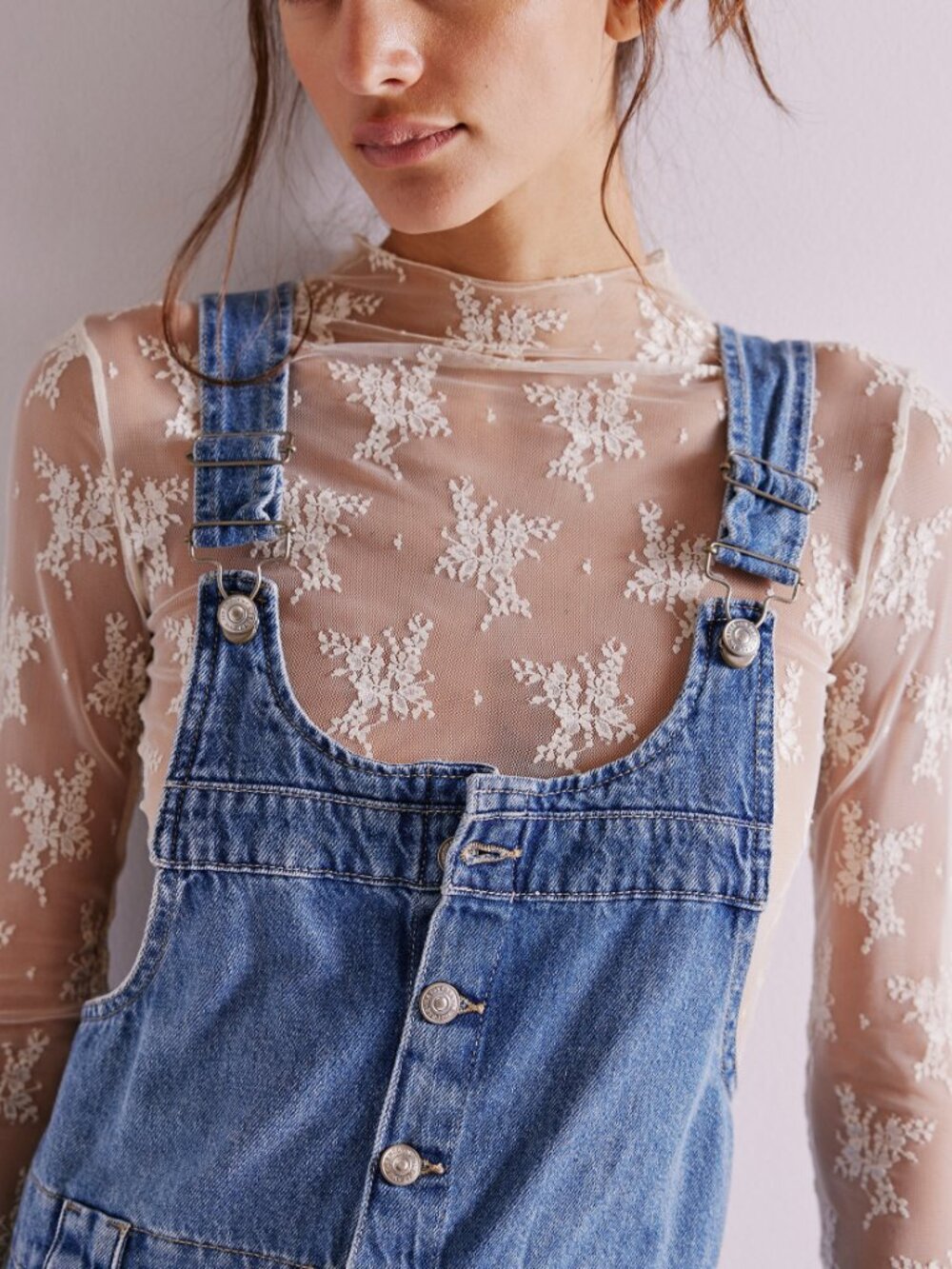 FREE PEOPLE  Edie Denim Skirtall / Nimbus - Picture 4 of 4